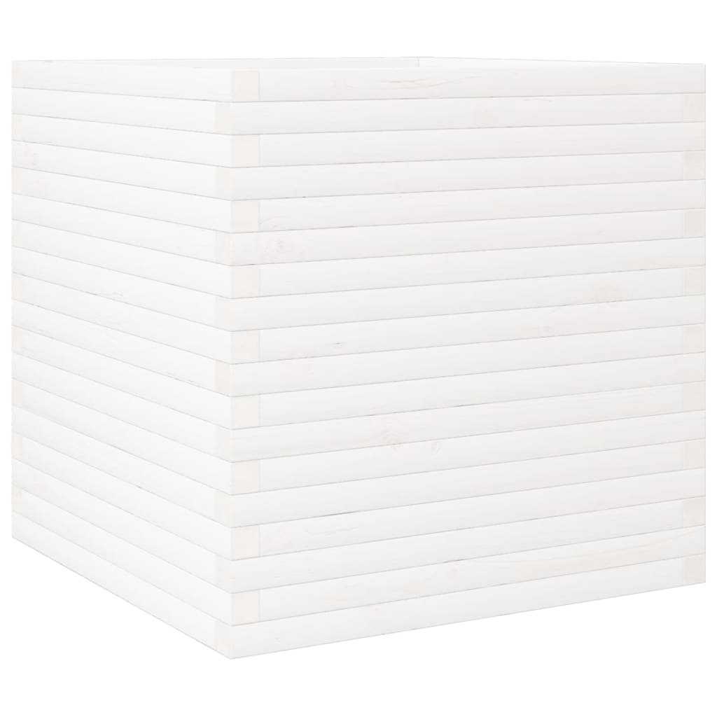 Utendørs Blomsterkasse Plantekasse Tre Hvit 70x70x68,5 cm heltre furu