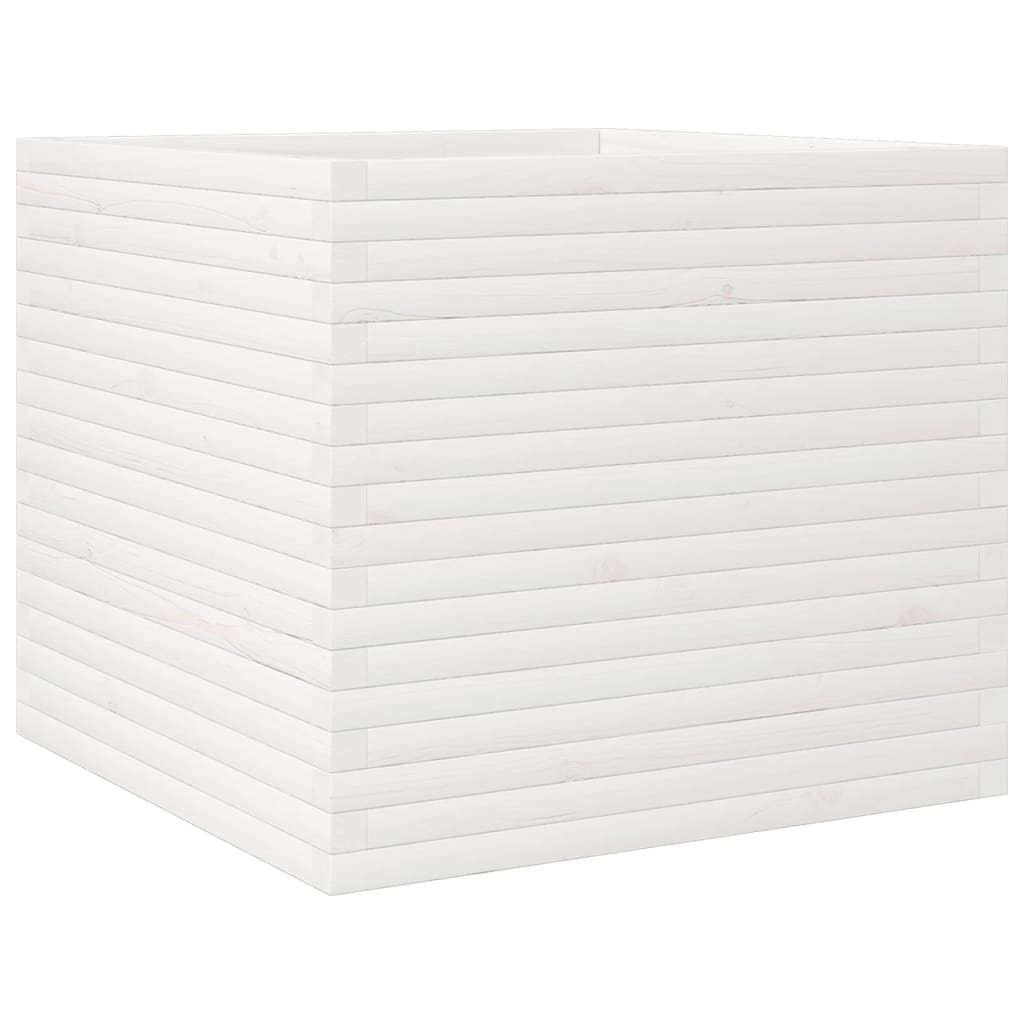 Utendørs Blomsterkasse Plantekasse Tre Hvit 80x80x68,5 cm heltre furu