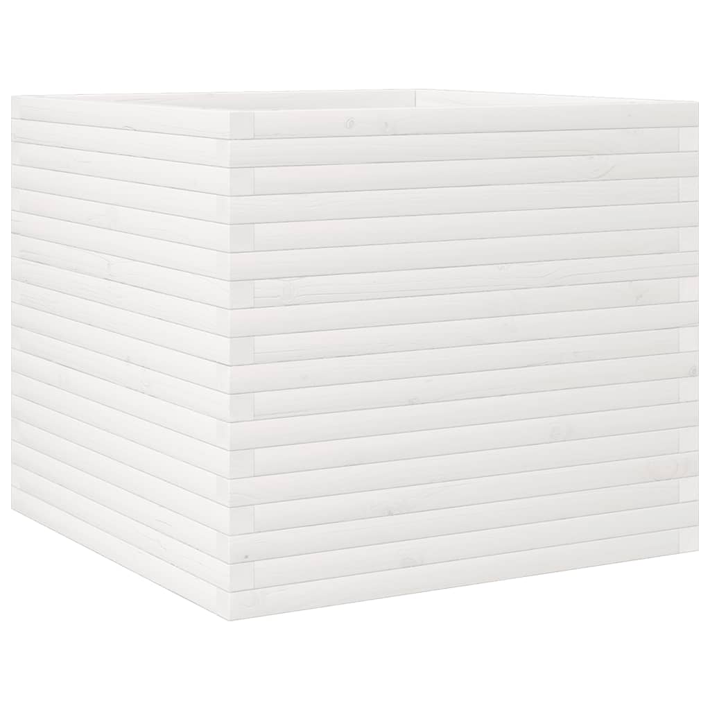 Utendørs Blomsterkasse Plantekasse Tre Hvit 80x80x68,5 cm heltre furu