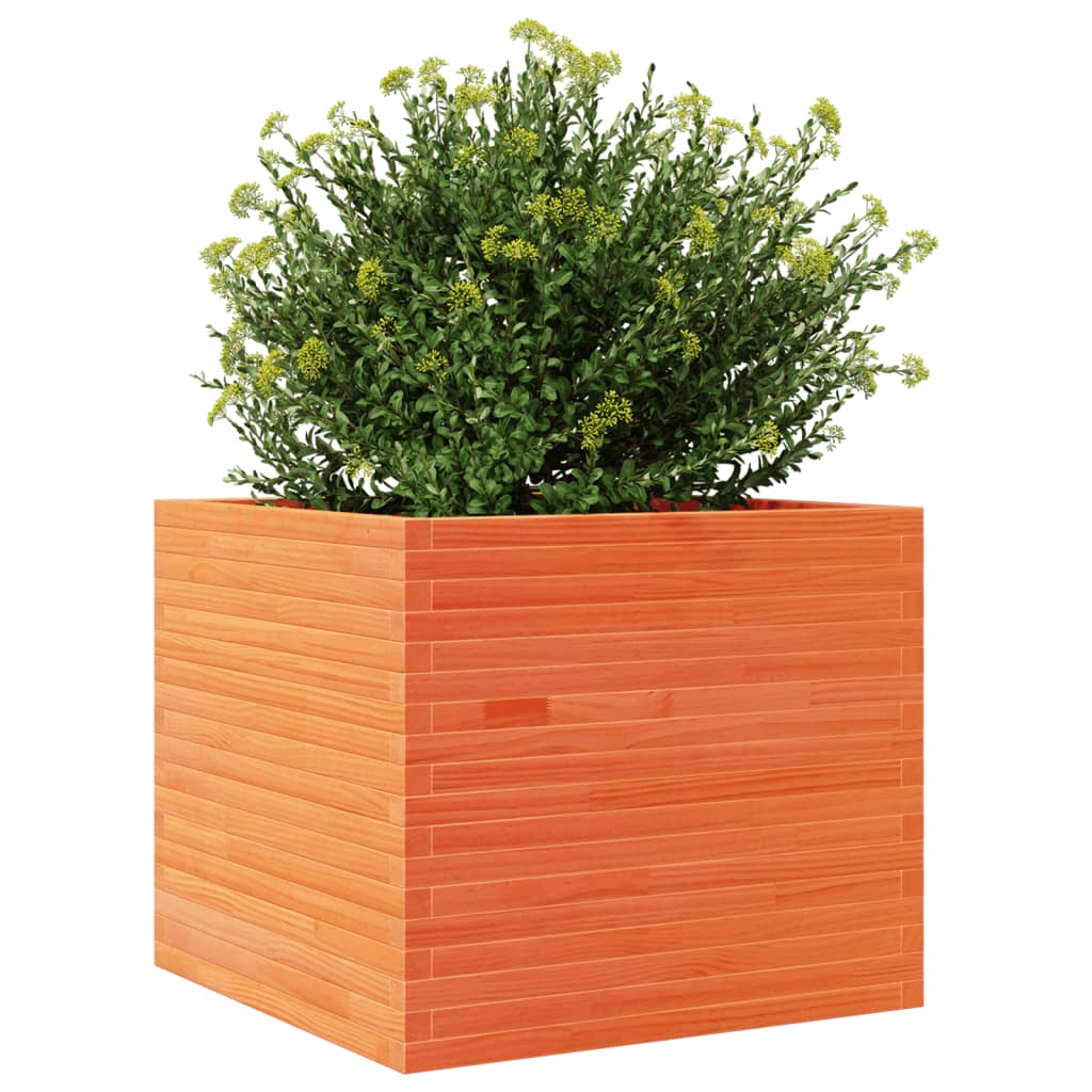 Utendørs Blomsterkasse Plantekasse Tre voksbrun 80x80x68,5 cm heltre furu