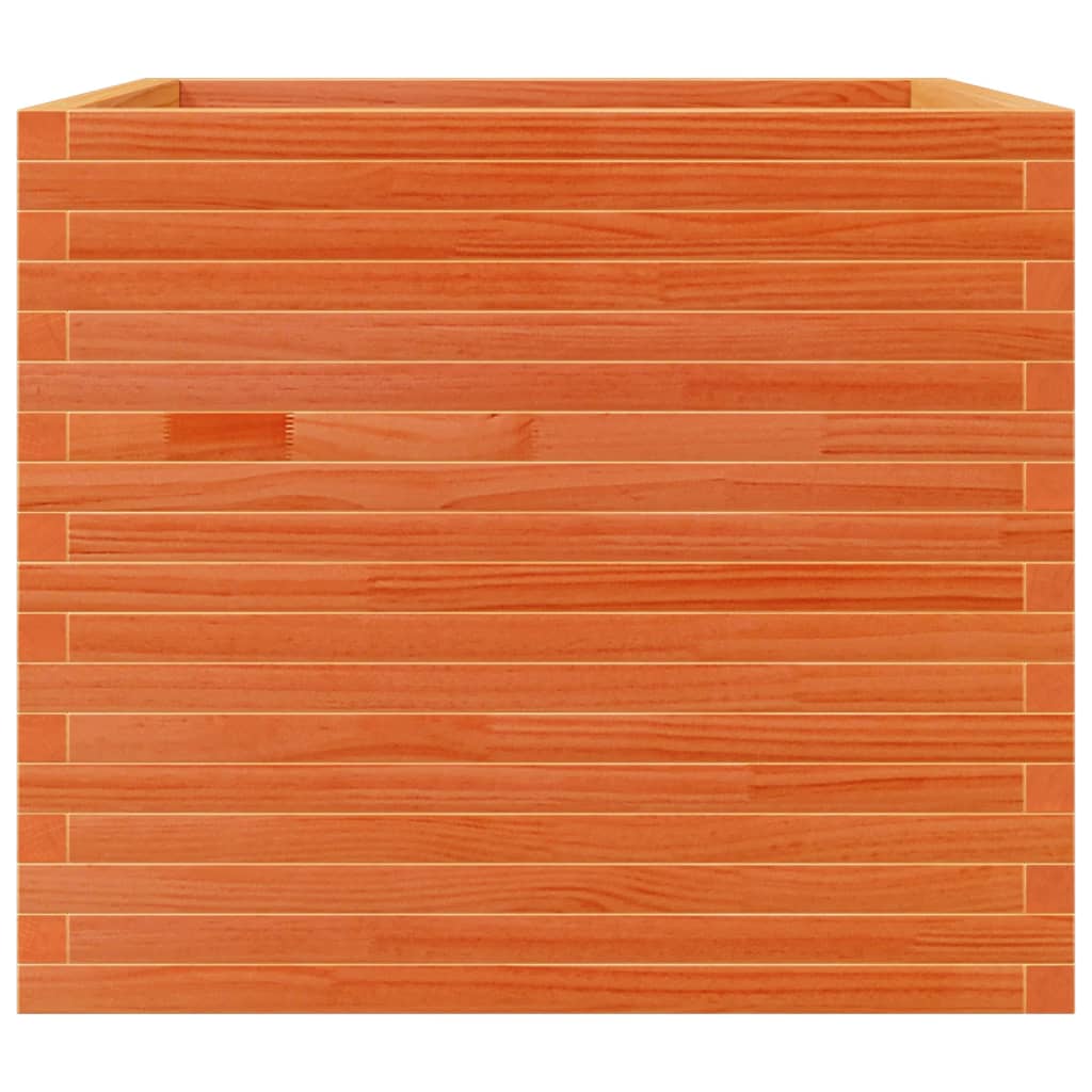 Utendørs Blomsterkasse Plantekasse Tre voksbrun 80x80x68,5 cm heltre furu