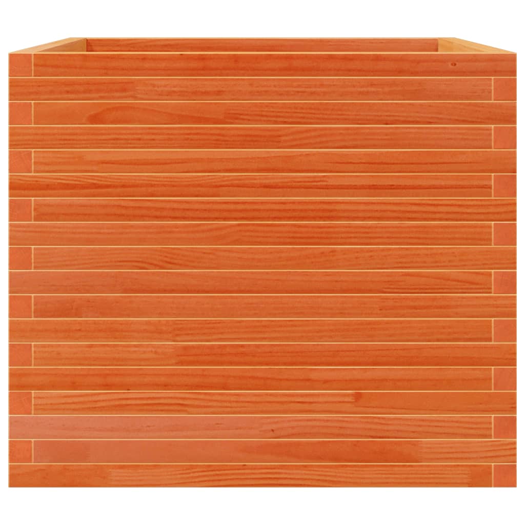 Utendørs Blomsterkasse Plantekasse Tre voksbrun 80x80x68,5 cm heltre furu