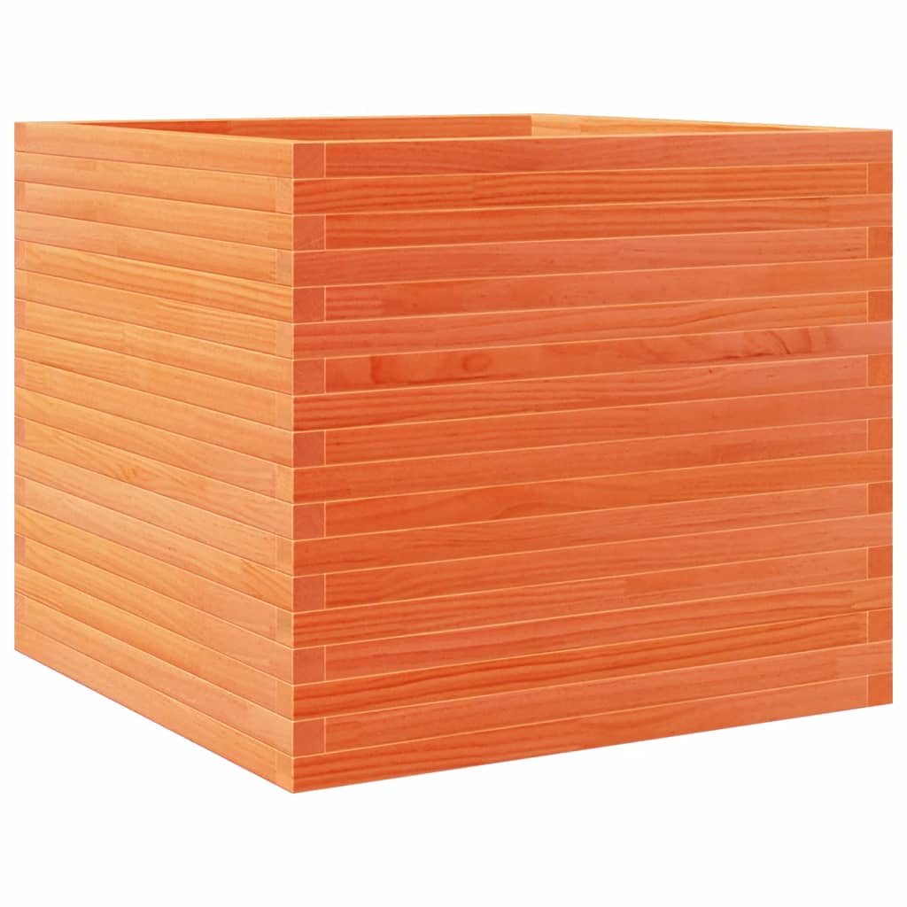 Utendørs Blomsterkasse Plantekasse Tre voksbrun 80x80x68,5 cm heltre furu