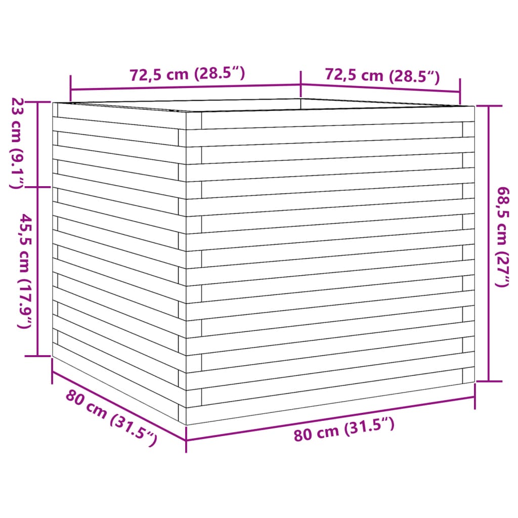 Utendørs Blomsterkasse Plantekasse Tre 80x80x68,5 cm heltre douglasgran
