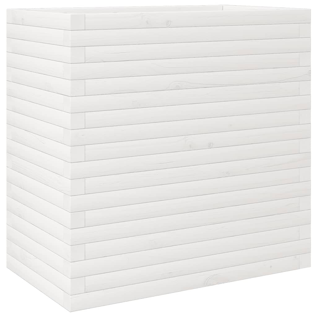 Utendørs Blomsterkasse Plantekasse Tre Hvit 70x40x68,5 cm heltre furu