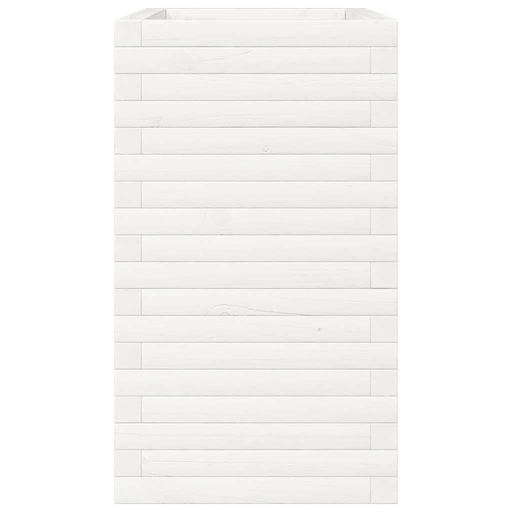 Utendørs Blomsterkasse Plantekasse Tre Hvit 70x40x68,5 cm heltre furu