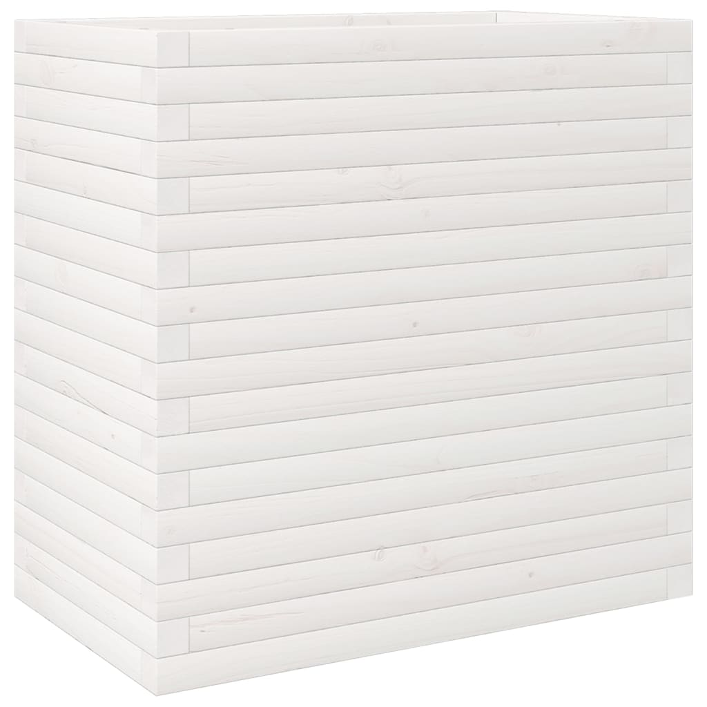 Utendørs Blomsterkasse Plantekasse Tre Hvit 70x40x68,5 cm heltre furu