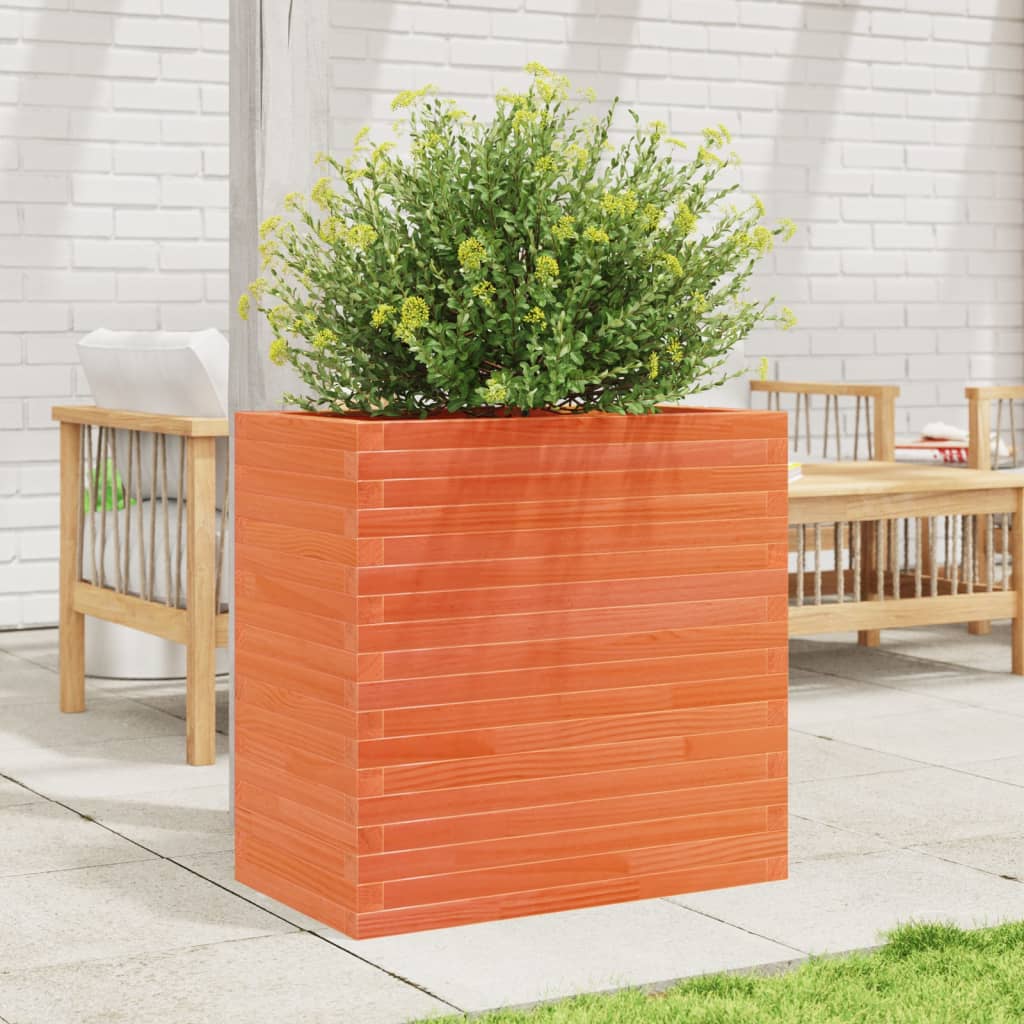 Utendørs Blomsterkasse Plantekasse Tre voksbrun 70x40x68,5 cm heltre furu