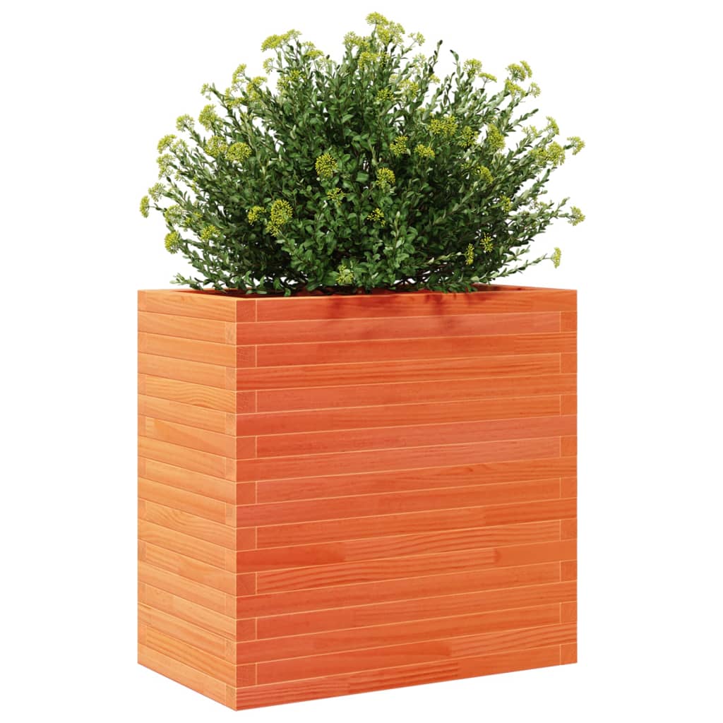 Utendørs Blomsterkasse Plantekasse Tre voksbrun 70x40x68,5 cm heltre furu