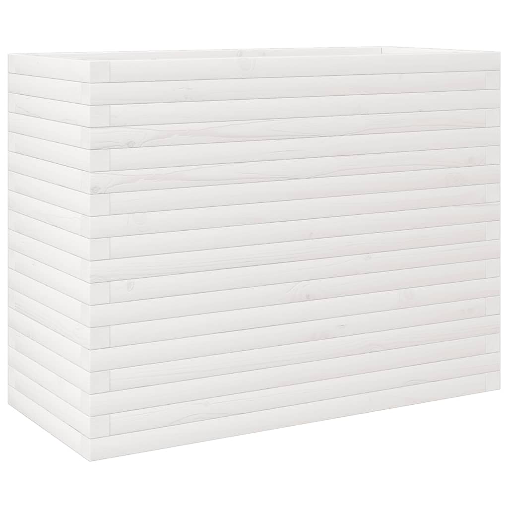 Utendørs Blomsterkasse Plantekasse Tre Hvit 90x40x68,5 cm heltre furu