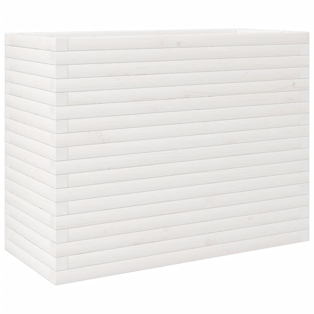 Utendørs Blomsterkasse Plantekasse Tre Hvit 90x40x68,5 cm heltre furu