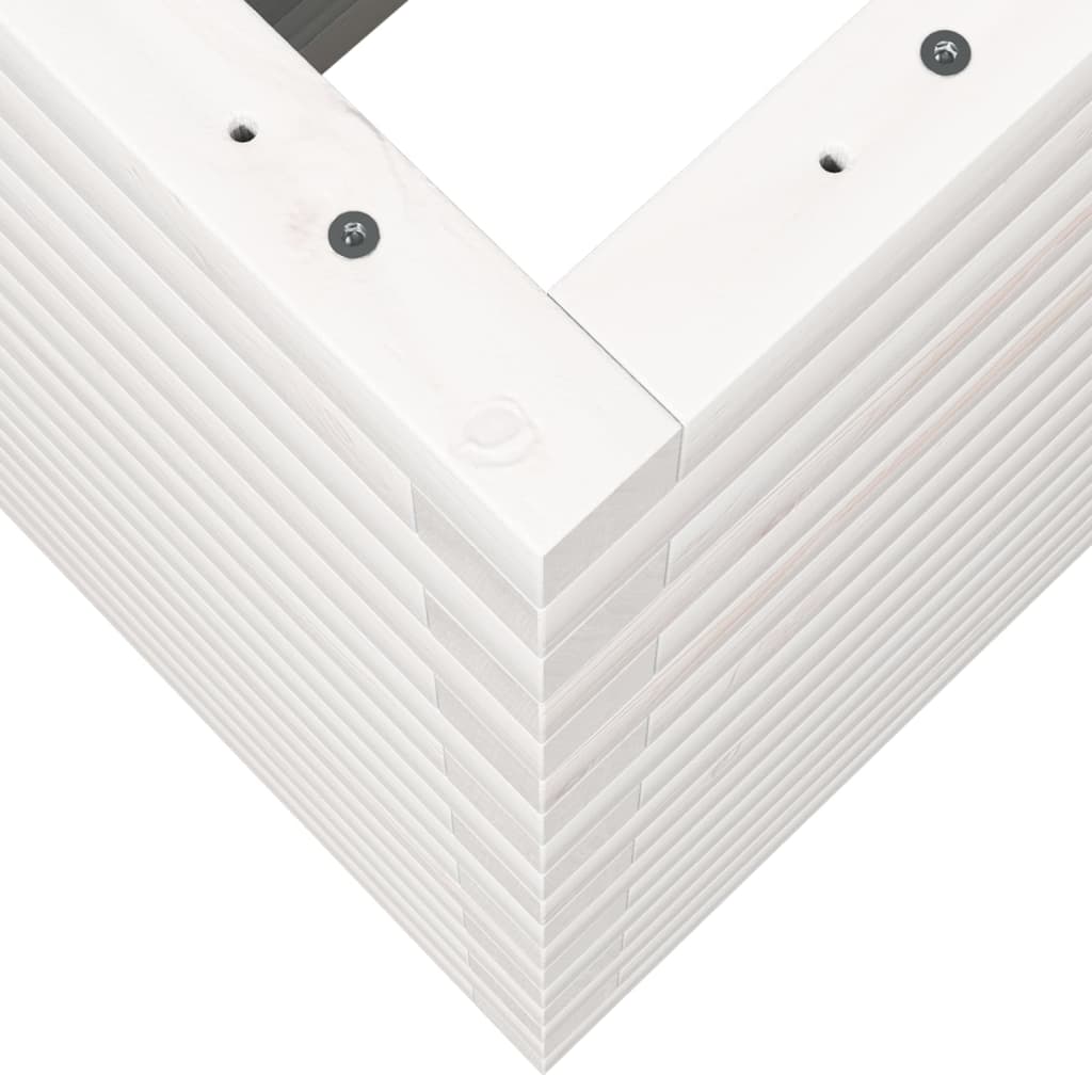 Utendørs Blomsterkasse Plantekasse Tre Hvit 90x40x68,5 cm heltre furu