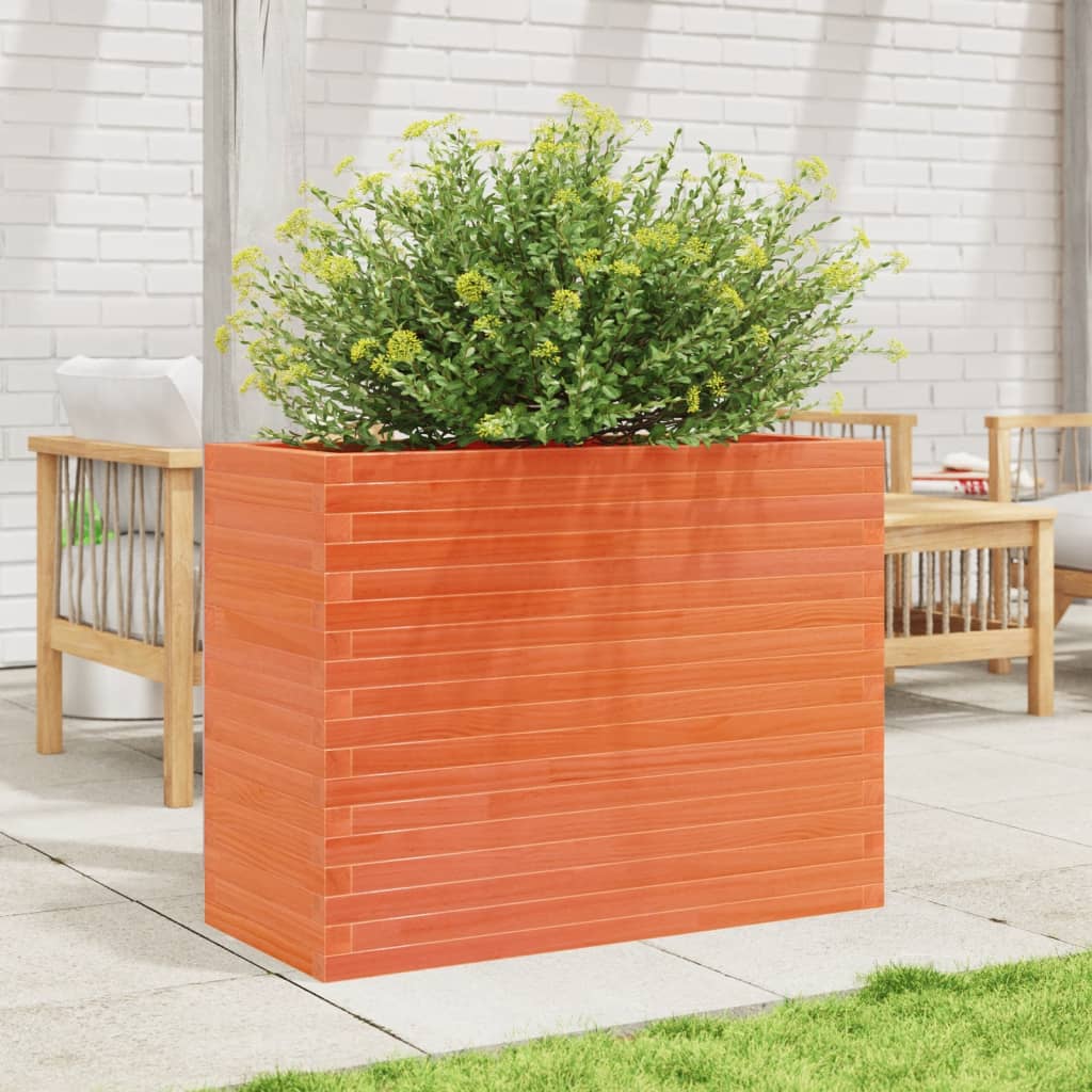 Utendørs Blomsterkasse Plantekasse Tre voksbrun 90x40x68,5 cm heltre furu