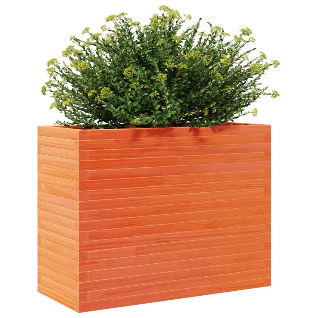 Utendørs Blomsterkasse Plantekasse Tre voksbrun 90x40x68,5 cm heltre furu