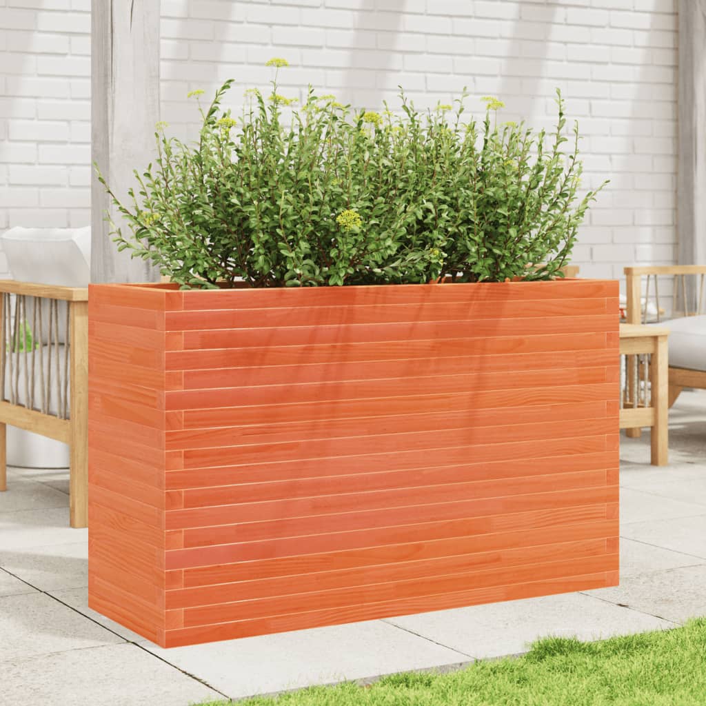Utendørs Blomsterkasse Plantekasse Tre voksbrun 110x40x68,5 cm heltre furu