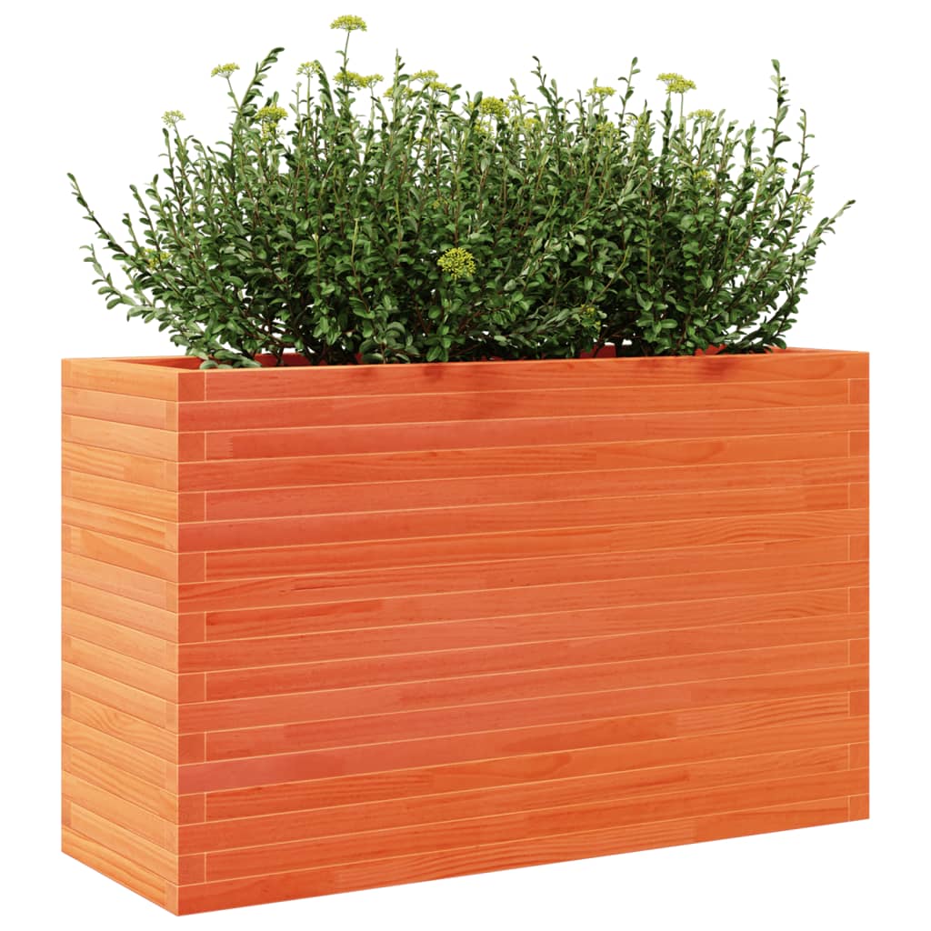 Utendørs Blomsterkasse Plantekasse Tre voksbrun 110x40x68,5 cm heltre furu