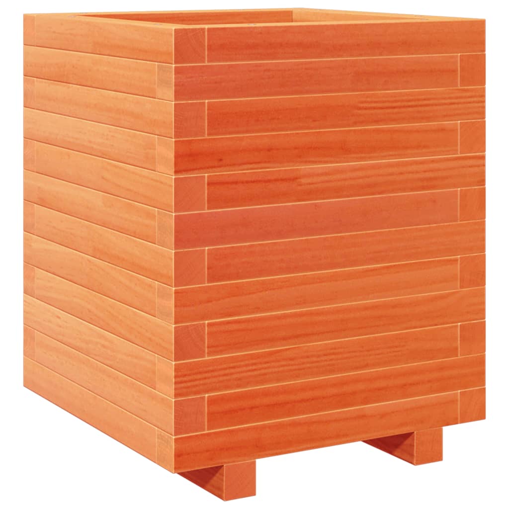 Utendørs Blomsterkasse Plantekasse Tre voksbrun 40x40x49,5 cm heltre furu