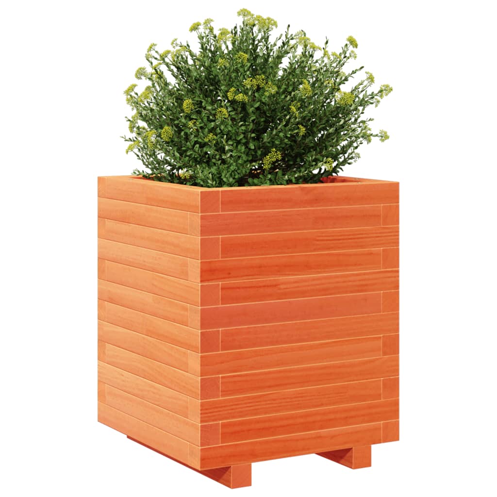 Utendørs Blomsterkasse Plantekasse Tre voksbrun 40x40x49,5 cm heltre furu
