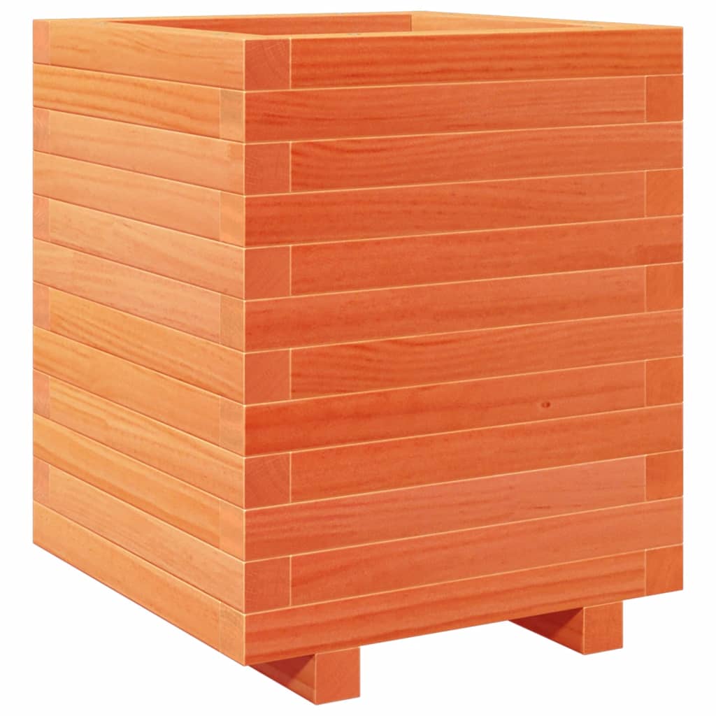Utendørs Blomsterkasse Plantekasse Tre voksbrun 40x40x49,5 cm heltre furu