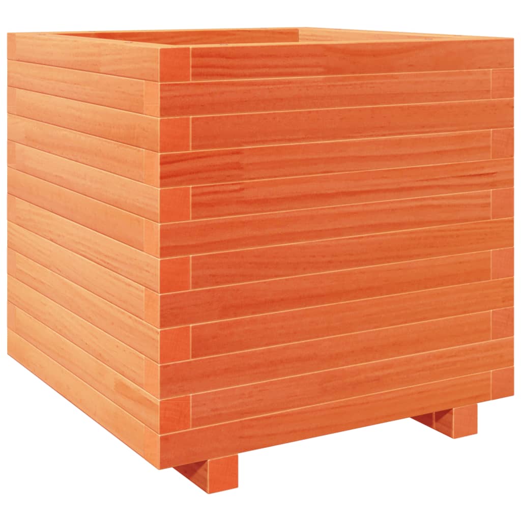 Utendørs Blomsterkasse Plantekasse Tre voksbrun 50x50x49,5 cm heltre furu