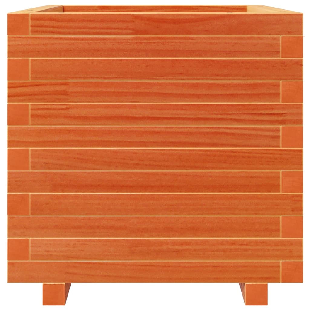 Utendørs Blomsterkasse Plantekasse Tre voksbrun 50x50x49,5 cm heltre furu