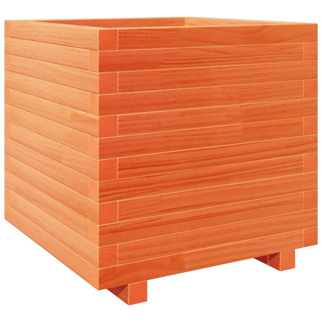 Utendørs Blomsterkasse Plantekasse Tre voksbrun 50x50x49,5 cm heltre furu