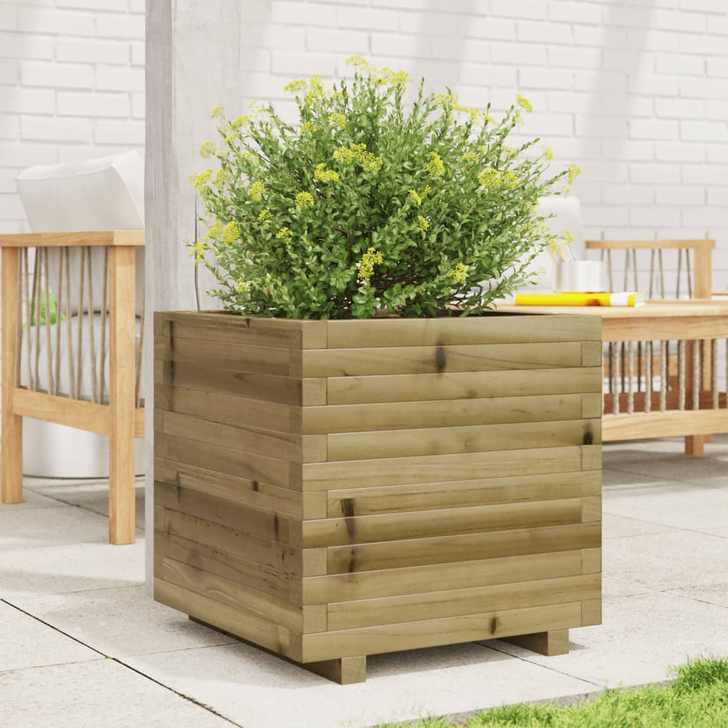 Utendørs Blomsterkasse Plantekasse Tre 50x50x49,5 cm impregnert furu
