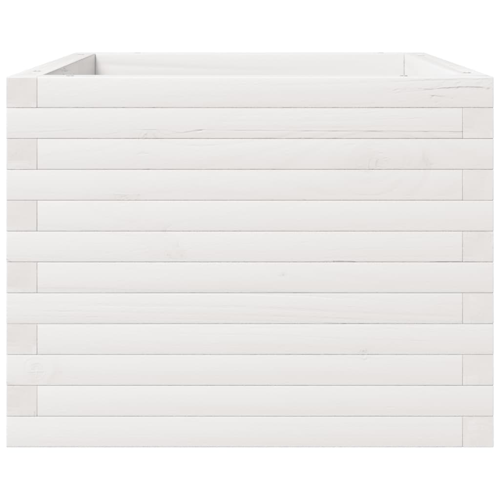 Utendørs Blomsterkasse Plantekasse Tre Hvit 60x60x49,5 cm heltre furu