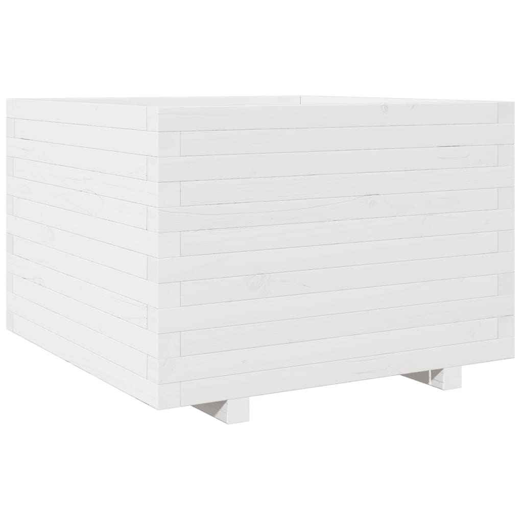 Utendørs Blomsterkasse Plantekasse Tre Hvit 70x70x49,5 cm heltre furu