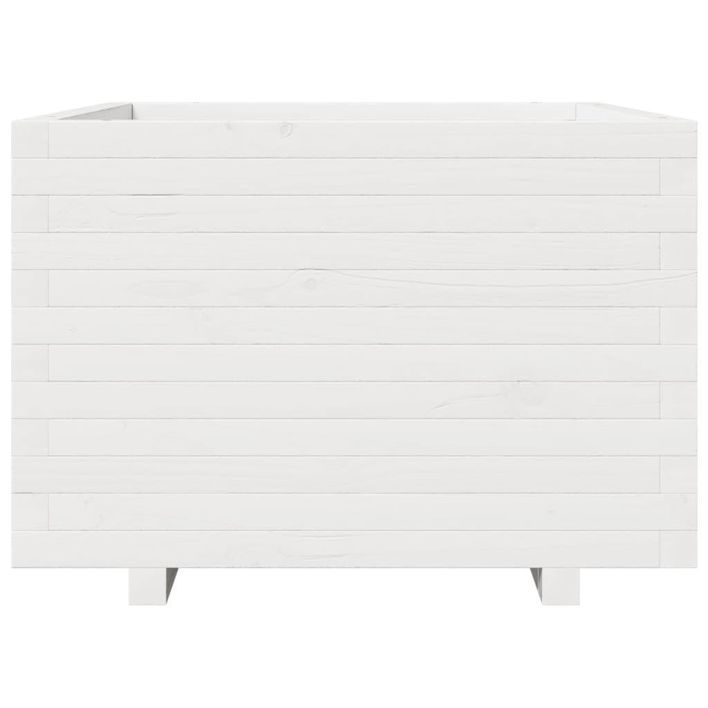 Utendørs Blomsterkasse Plantekasse Tre Hvit 70x70x49,5 cm heltre furu