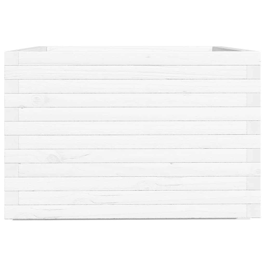 Utendørs Blomsterkasse Plantekasse Tre Hvit 70x70x49,5 cm heltre furu