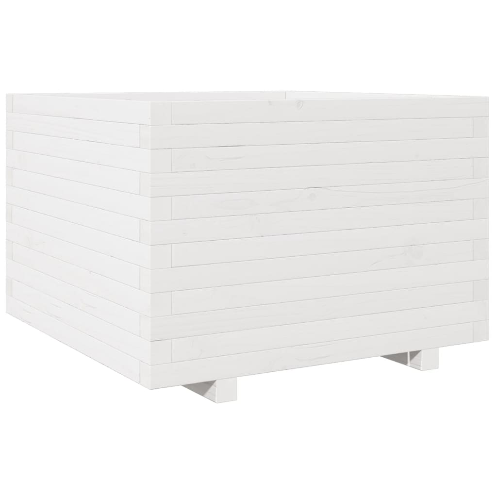 Utendørs Blomsterkasse Plantekasse Tre Hvit 70x70x49,5 cm heltre furu