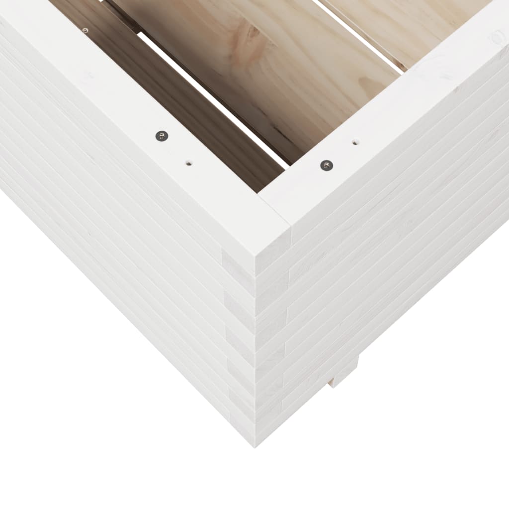 Utendørs Blomsterkasse Plantekasse Tre Hvit 70x70x49,5 cm heltre furu