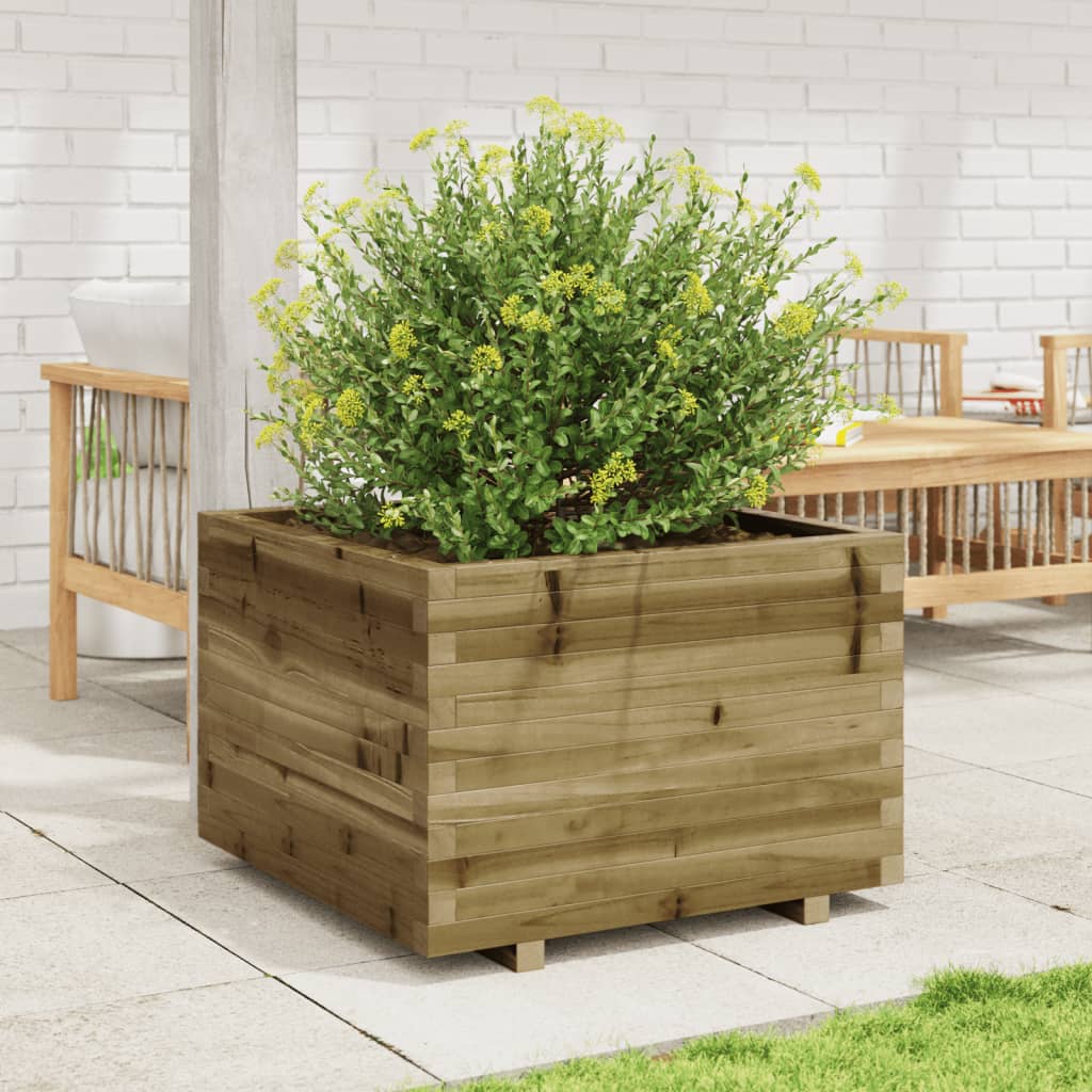 Utendørs Blomsterkasse Plantekasse Tre 70x70x49,5 cm impregnert furu