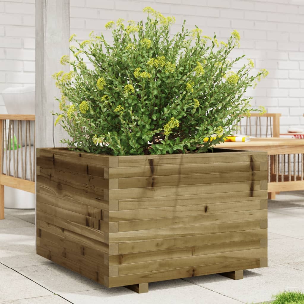 Utendørs Blomsterkasse Plantekasse Tre 70x70x49,5 cm impregnert furu