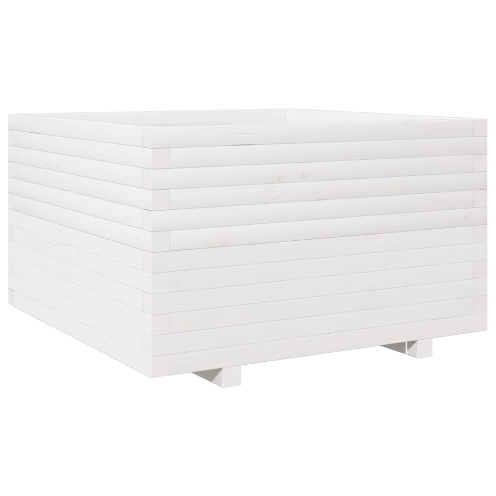 Utendørs Blomsterkasse Plantekasse Tre Hvit 80x80x49,5 cm heltre furu