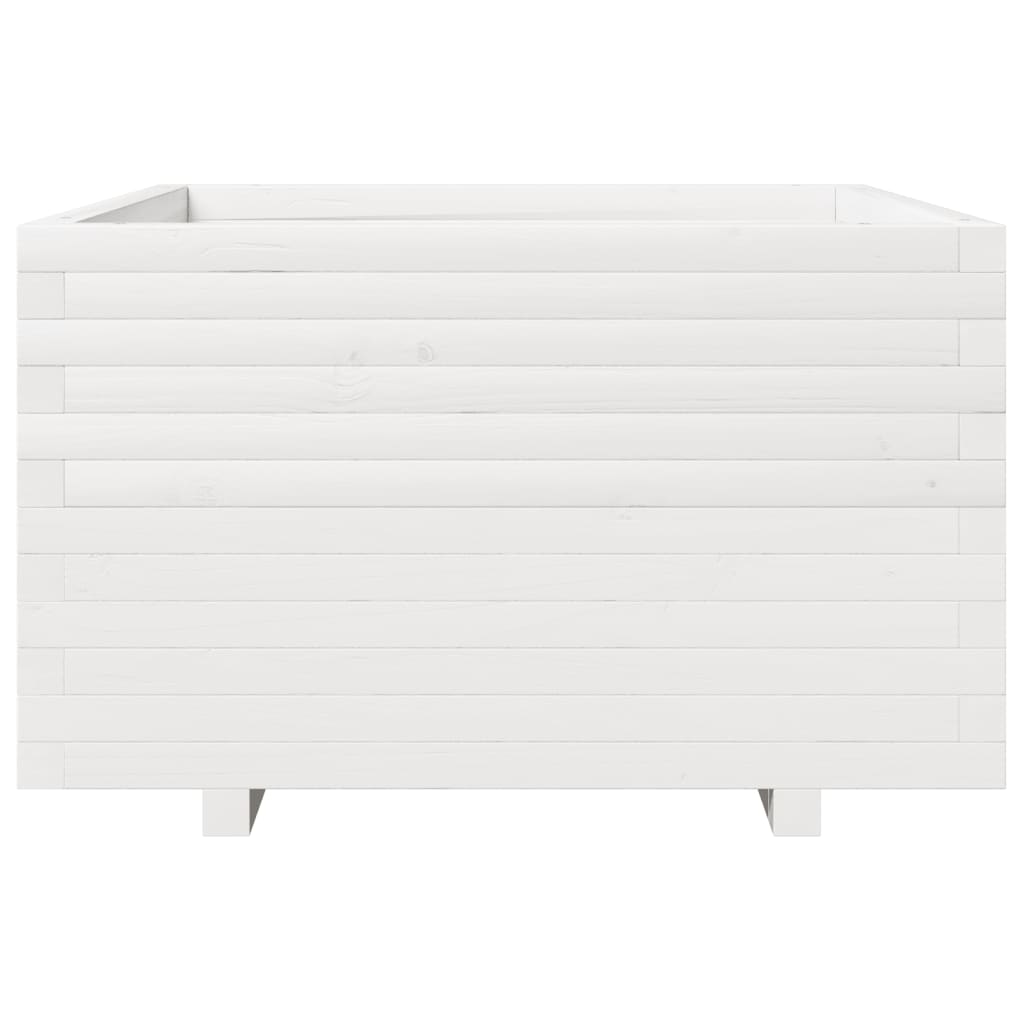 Utendørs Blomsterkasse Plantekasse Tre Hvit 80x80x49,5 cm heltre furu