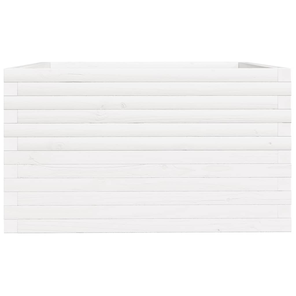 Utendørs Blomsterkasse Plantekasse Tre Hvit 80x80x49,5 cm heltre furu
