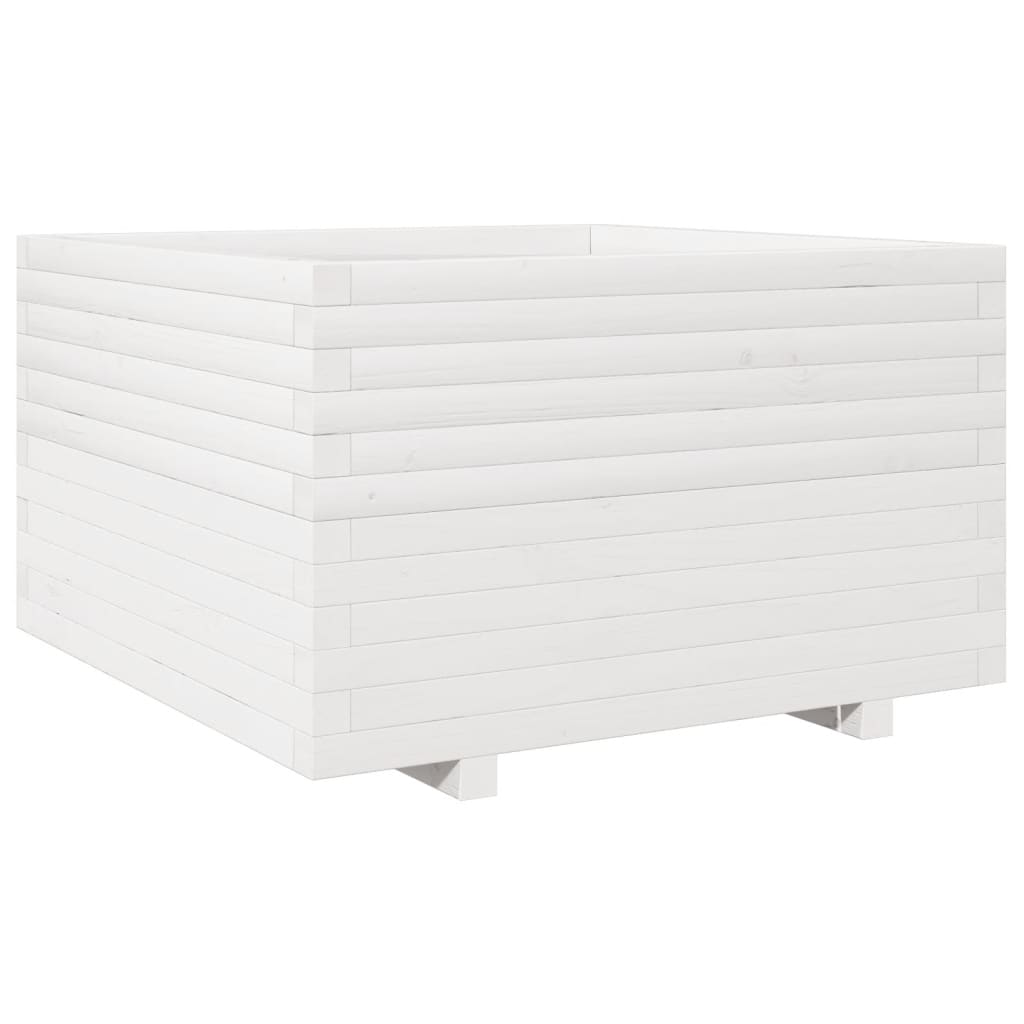 Utendørs Blomsterkasse Plantekasse Tre Hvit 80x80x49,5 cm heltre furu