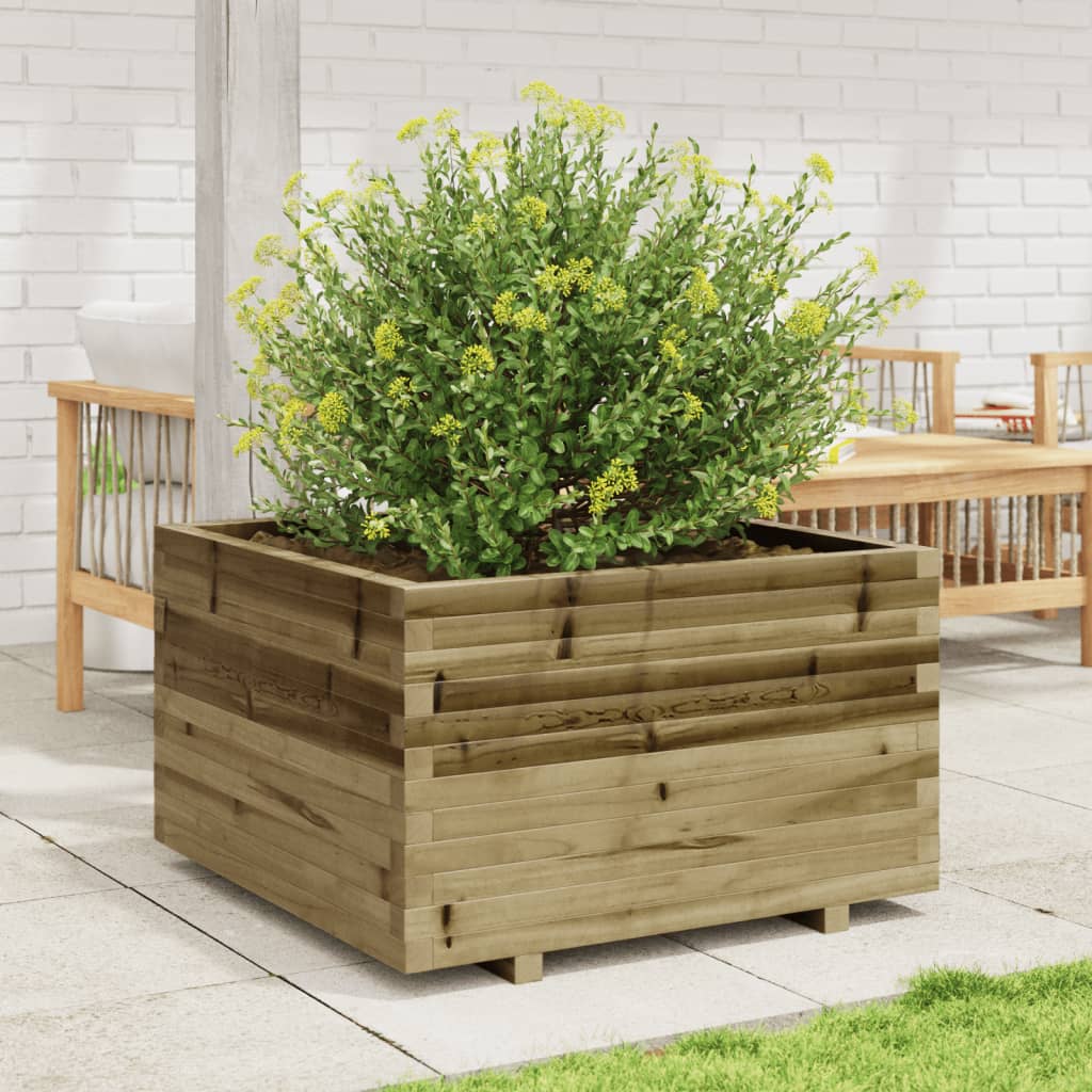 Utendørs Blomsterkasse Plantekasse Tre 80x80x49,5 cm impregnert furu