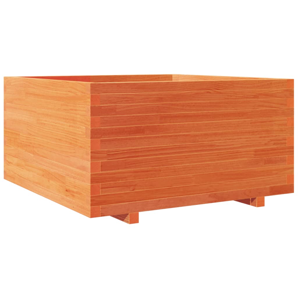 Utendørs Blomsterkasse Plantekasse Tre voksbrun 90x90x49,5 cm heltre furu