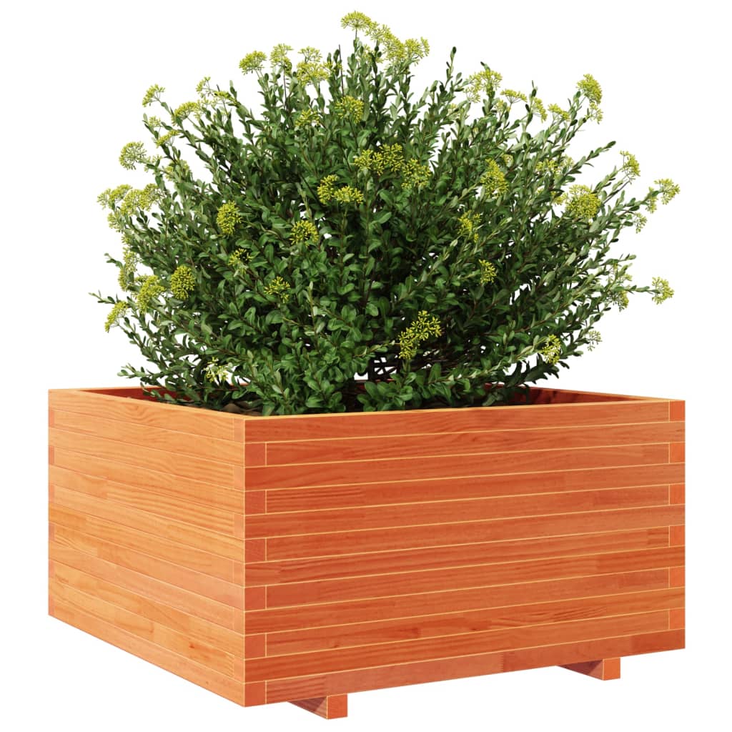 Utendørs Blomsterkasse Plantekasse Tre voksbrun 90x90x49,5 cm heltre furu
