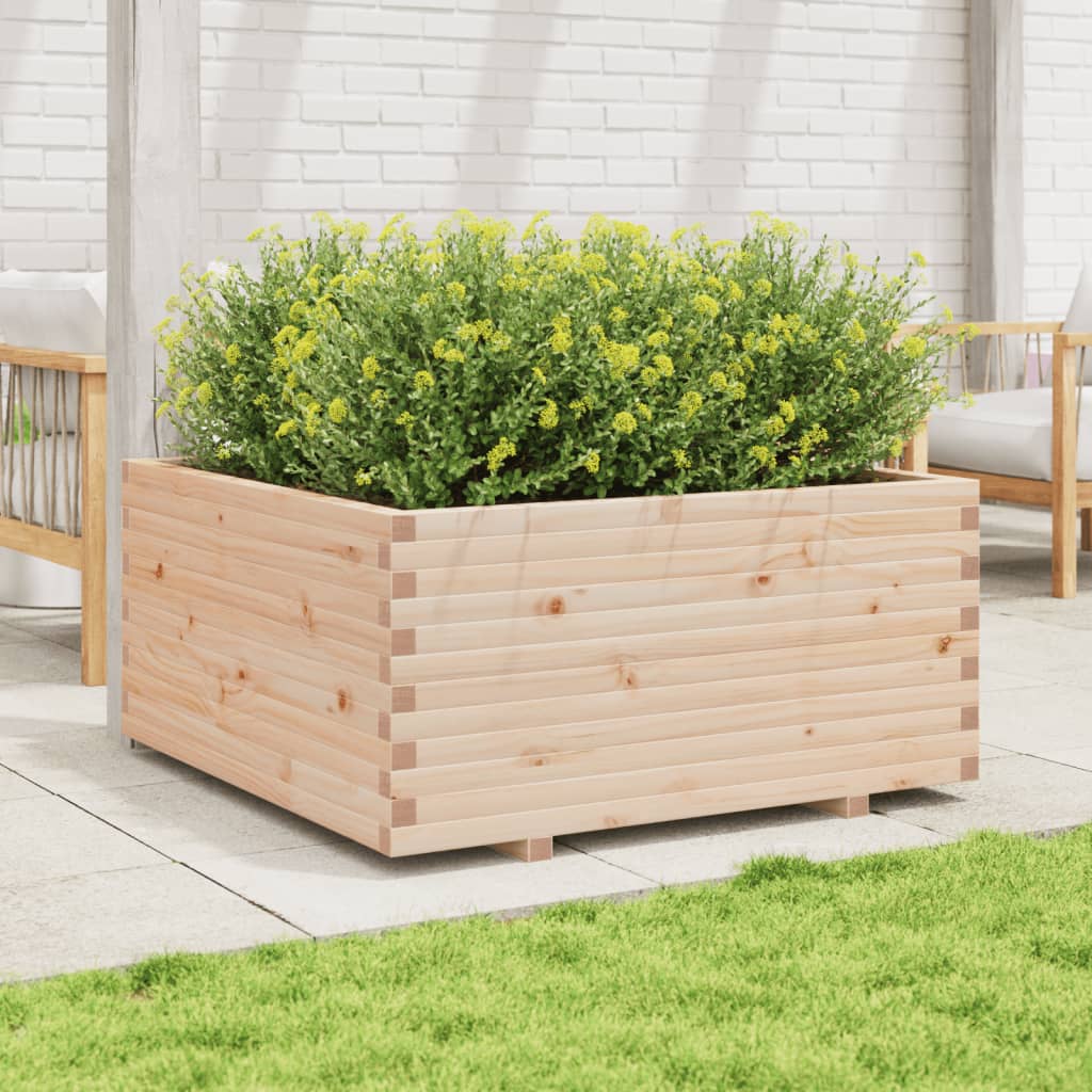 Utendørs Blomsterkasse Plantekasse Tre 100x100x49,5 cm heltre furu