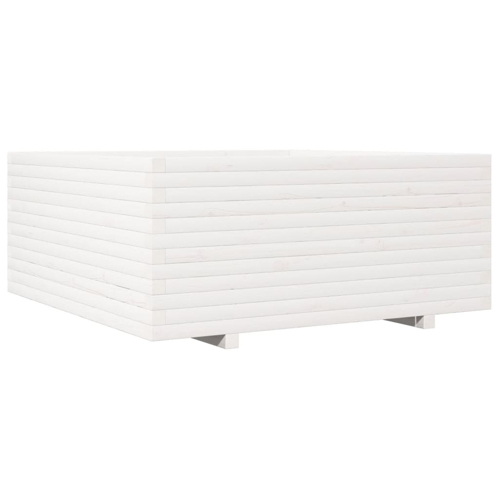 Utendørs Blomsterkasse Plantekasse Tre Hvit 110x110x49,5 cm heltre furu
