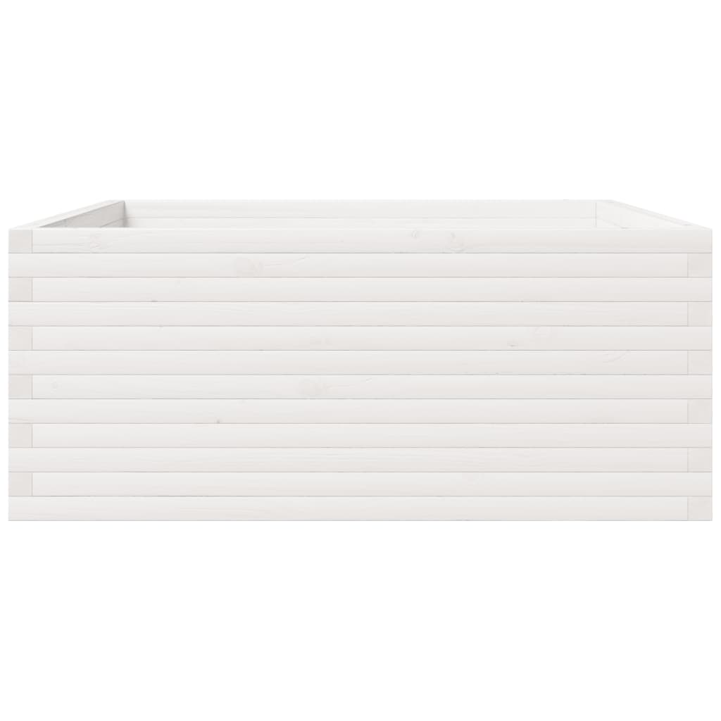 Utendørs Blomsterkasse Plantekasse Tre Hvit 110x110x49,5 cm heltre furu