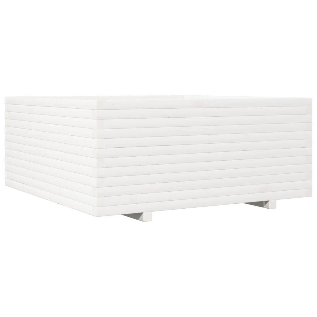 Utendørs Blomsterkasse Plantekasse Tre Hvit 110x110x49,5 cm heltre furu