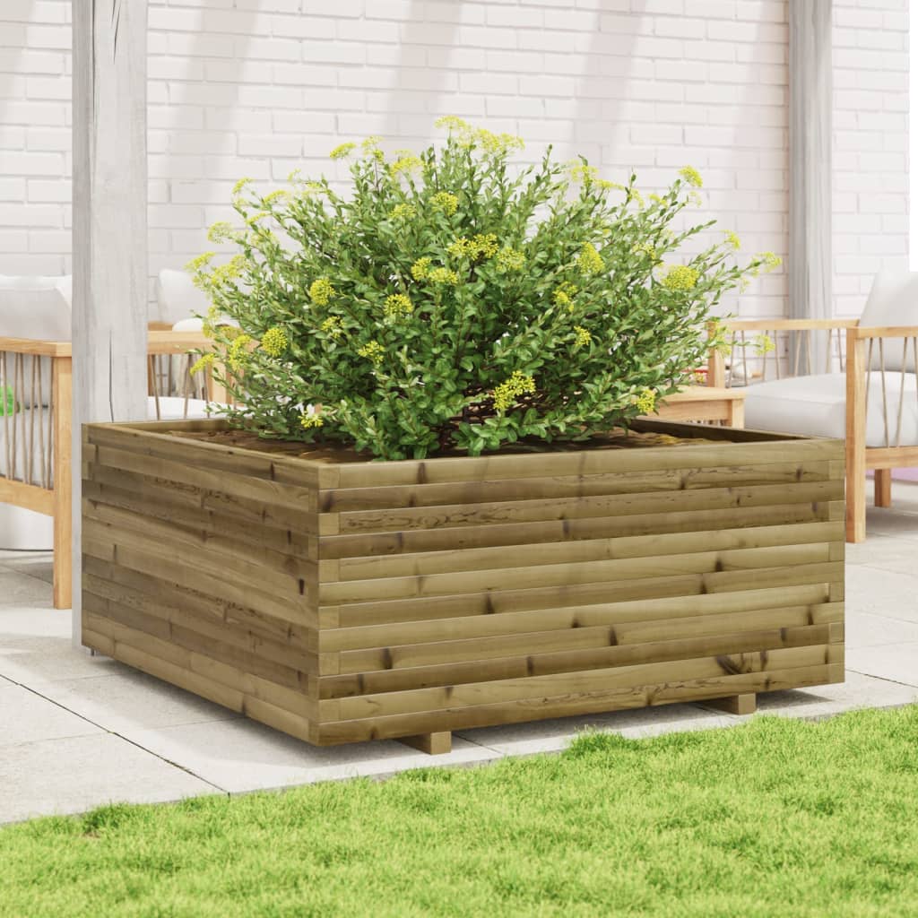 Utendørs Blomsterkasse Plantekasse Tre 110x110x49,5 cm impregnert furu