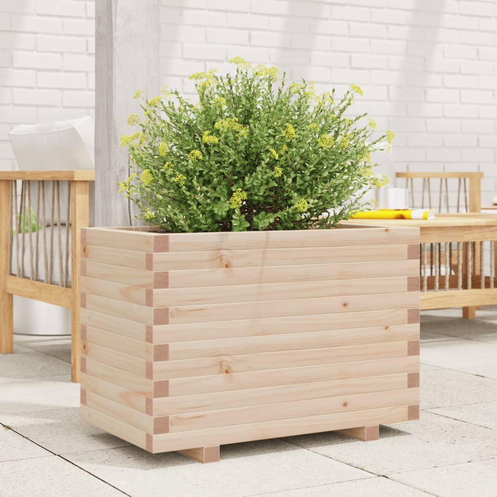 Utendørs Blomsterkasse Plantekasse Tre 70x40x49,5 cm heltre furu