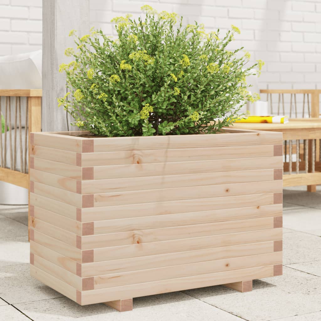 Utendørs Blomsterkasse Plantekasse Tre 70x40x49,5 cm heltre furu