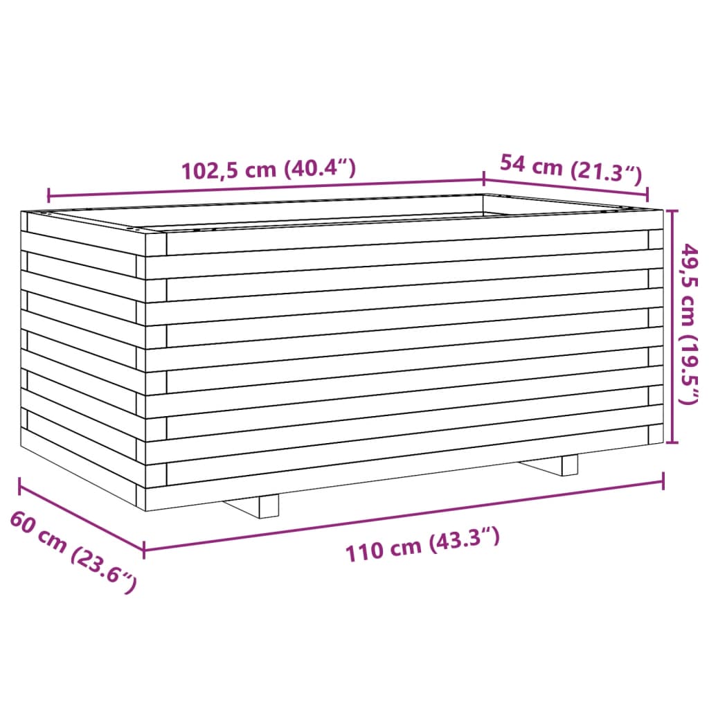 Utendørs Blomsterkasse Plantekasse Tre 110x60x49,5 cm heltre furu